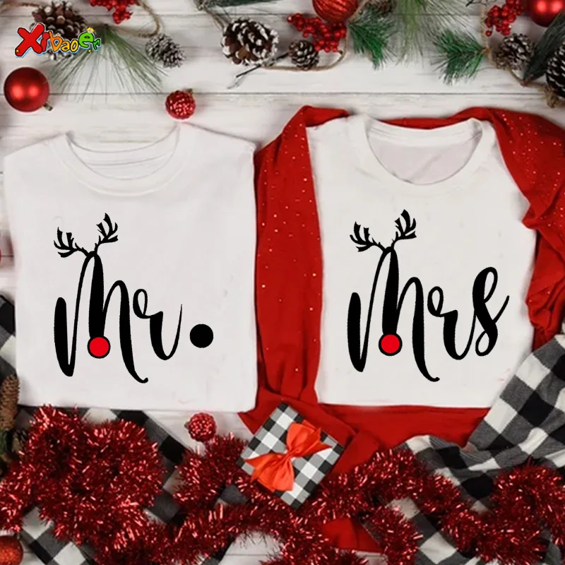 Christmas Couple Shirt Couple Matching Outfits Mr Mrs Christmas 2022 Couple Matching Pajamas Family Familia Couple Gift T Shirt