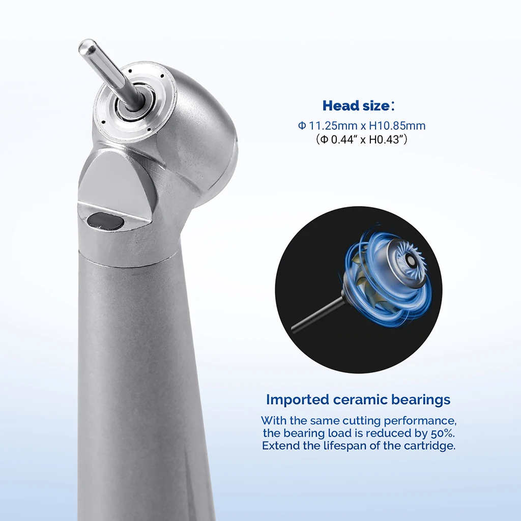 AZDENT Dental 45 ° Hochgeschwindigkeits-Handstück mit LED-Faseroptik aus Titan, passend für KAVO und NSK, mit Keramiklager und Druckknopf, Zahnmedizinisches Instrument – Detail 13