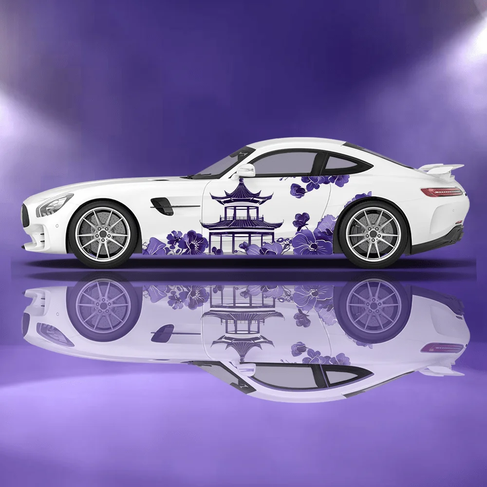 

Japanese Pavilion and Flower Car Sticker Full Body Decoration Covering Scratches Protect Auto Sticker Waterproof Car Vinyl Wraps