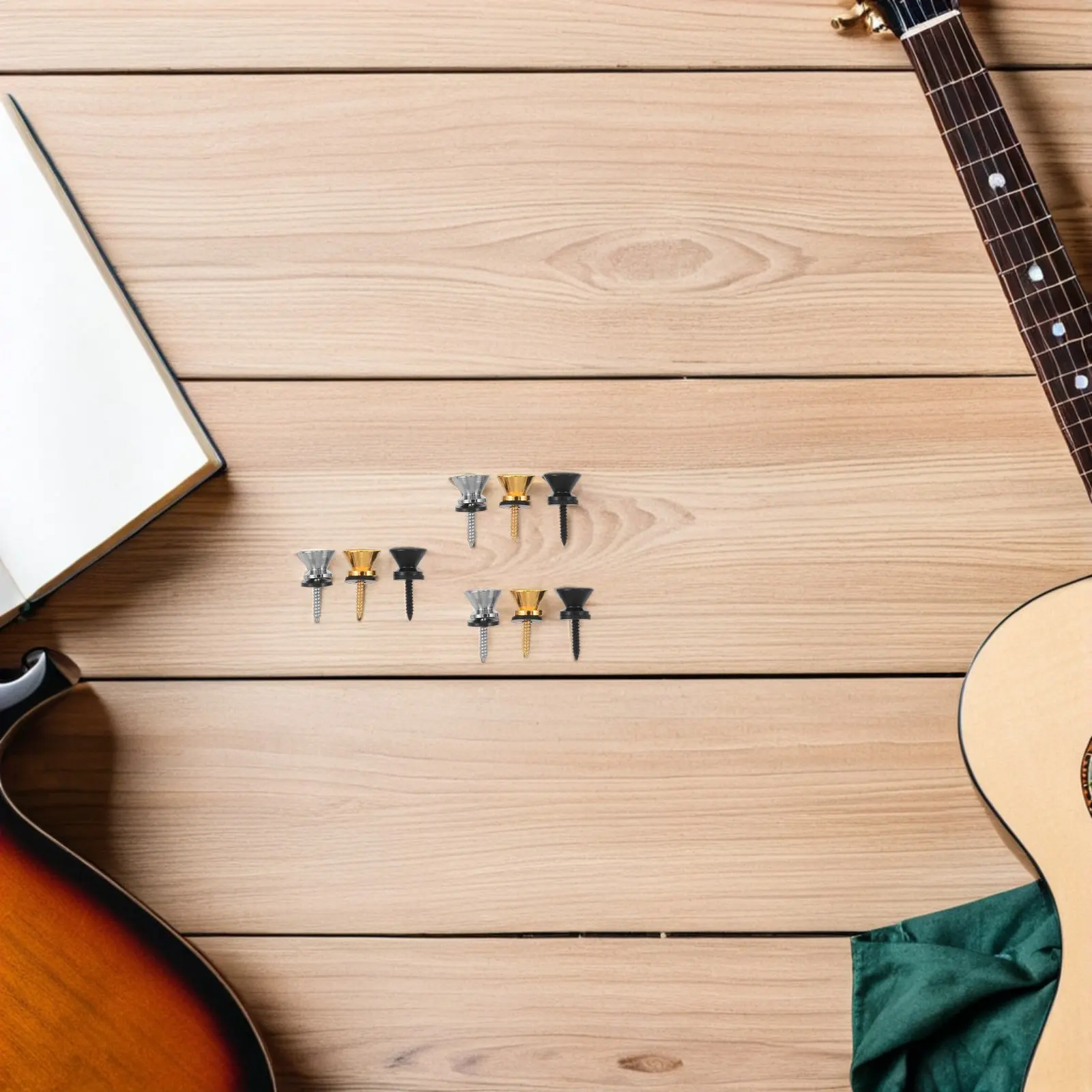 24 Pernos de Bloqueo para Correa de Guitarra, Botones Metálicos Resistentes, Cierres Seguros para Guitarra Acústica, Eléctrica, Bajo, Ukelele y Banjo