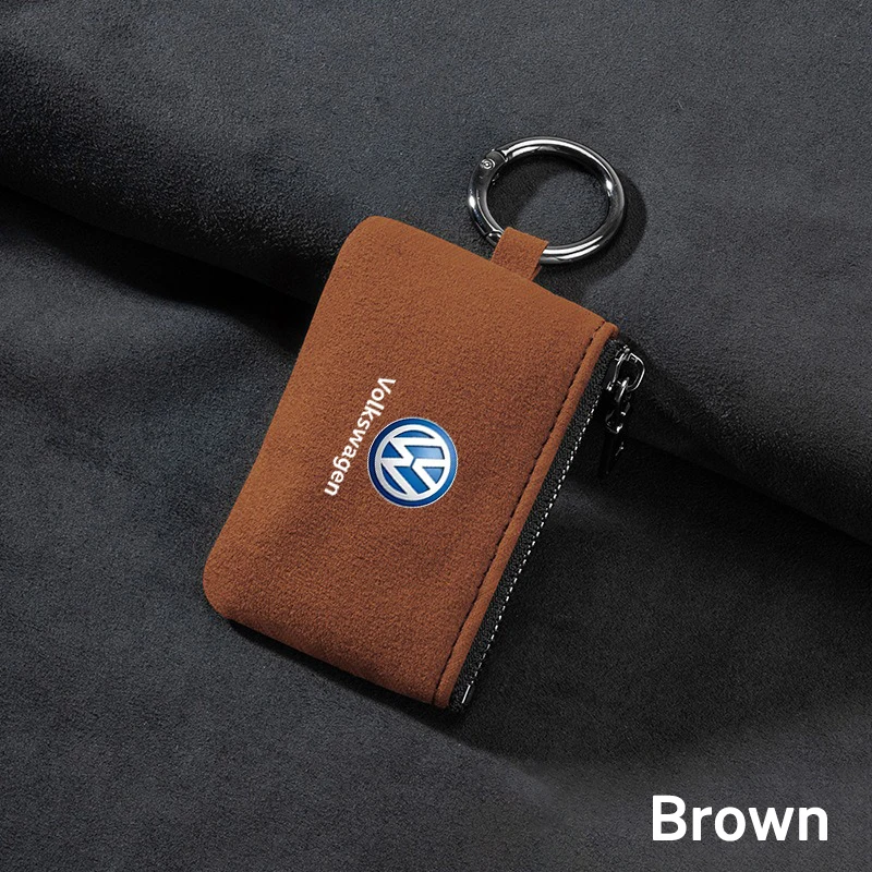 New Suede Car Remote Key Case Bag For Volkswagen VW R-line GTI R Polo Golf Passat Magotan Tiguan Jetta GTD TSI GLi Auto Keychain