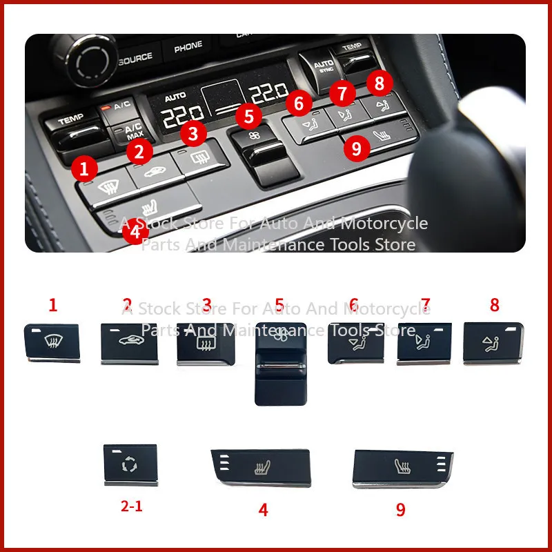 Botón de ajuste de dirección del viento y volumen de aire del aire acondicionado central para Porsche 911 718 Cayman Boxster