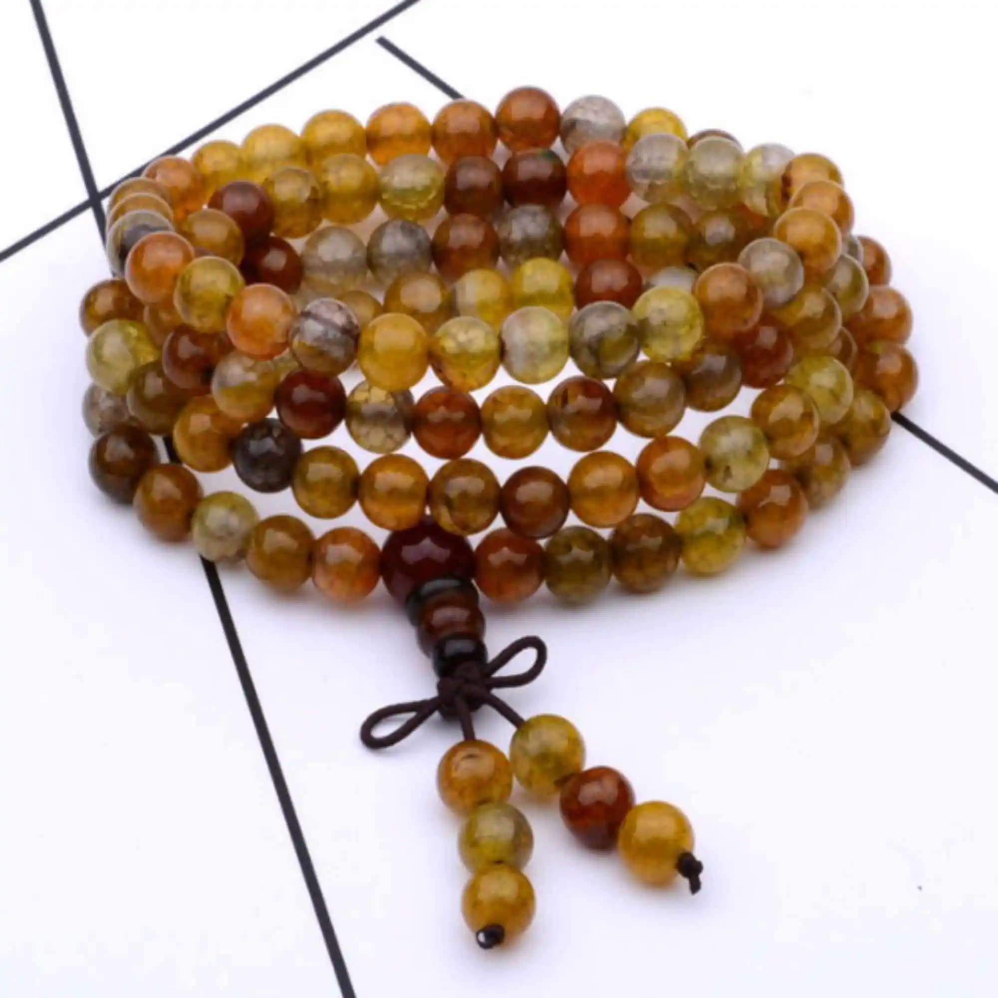 

6mm Natural round Dragon agate 108 bracelet Bodhi Bangle Relief Unisex Buddhist Gift Stones Yoga Men