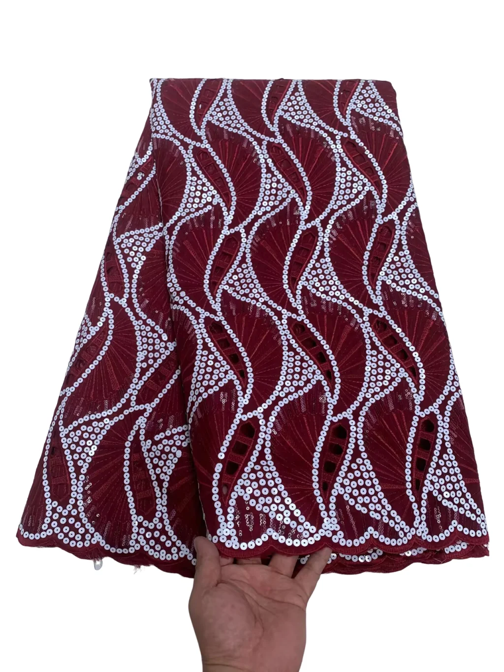 

Luxury Handcut Trim Lace Fabric African Organza Lace With Lots Of Sequins High Quality And Exclusive For Wedding Big Occasion WF