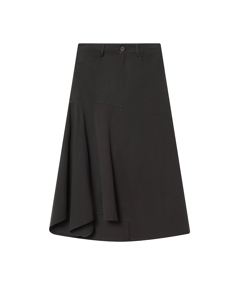 

Женская юбка-миди с высокой талией и асимметричным подолом, однотонные юбки-трапеции