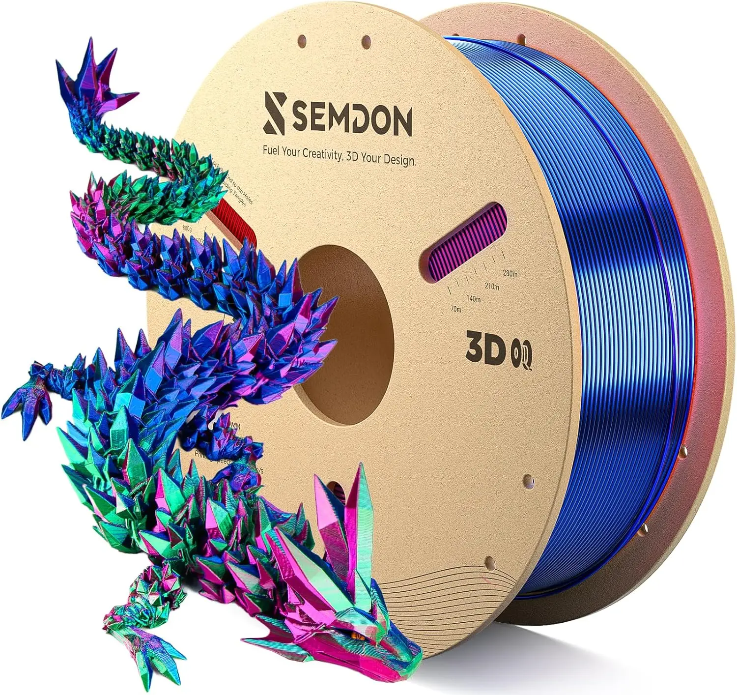 

Tri-Colors Gradient Rainbow Silk PLA Filament 1.75mm ±0.02mm for Ender 3 V2, 3D Printers, Lithophane, 1KG Spool Red/Blue/Green