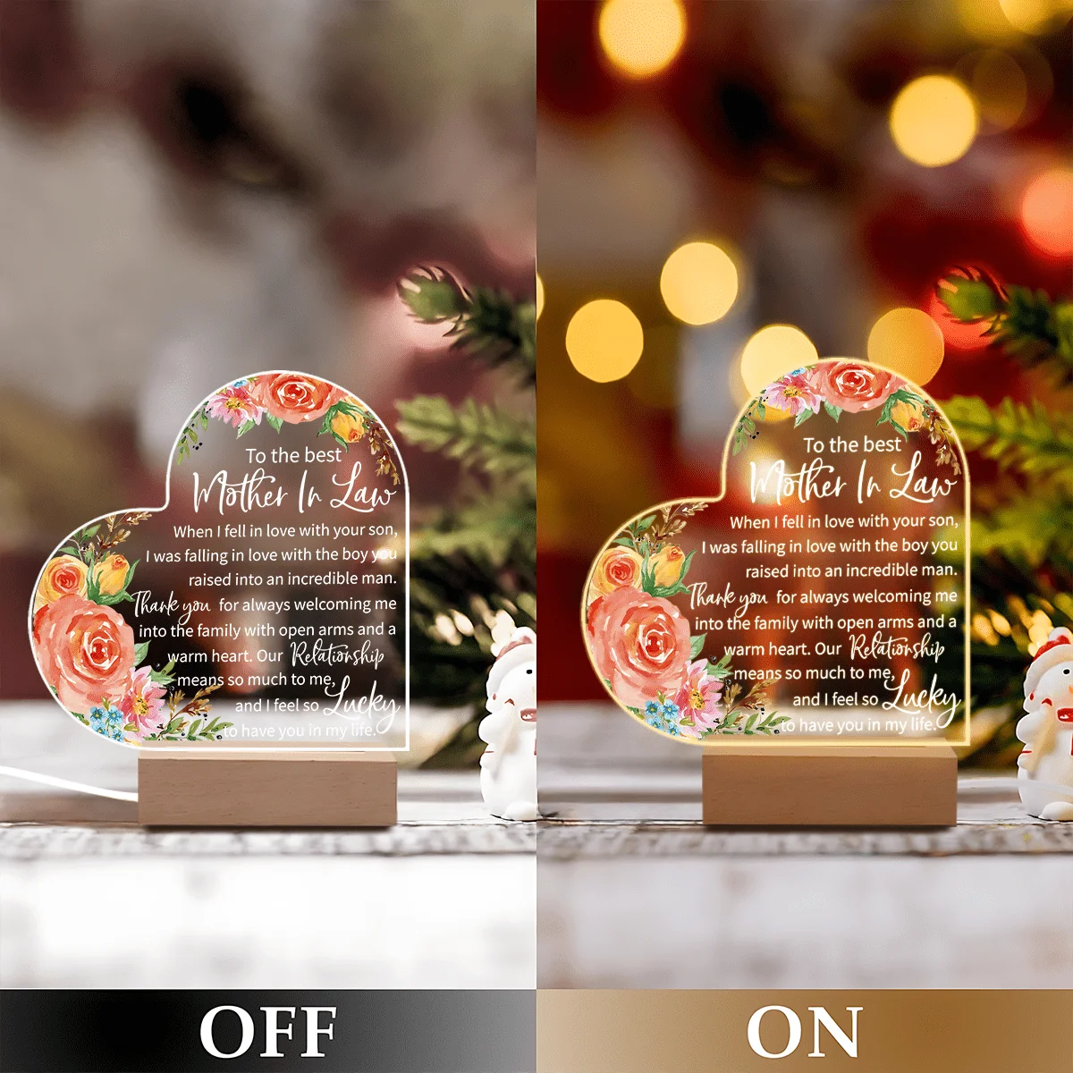 1PC 아크릴 발광 장식 사진 액세서리, USB 베이스, 시어머니 선물, 휴일 장식품