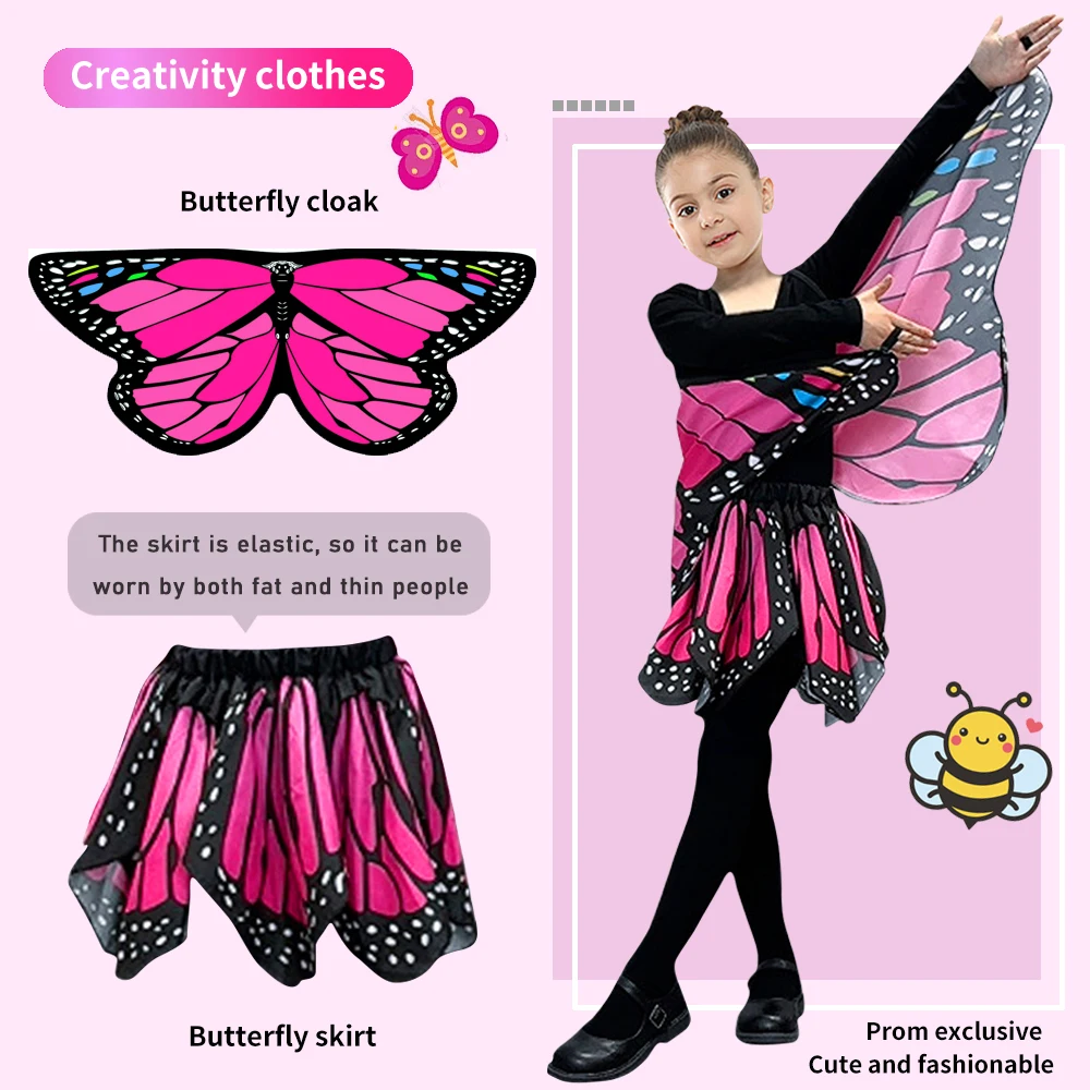 Fata farfalla-ali-Costume per bambini farfalla mantello e gonna ragazze vestire ali Halloween festa di compleanno bomboniere regali