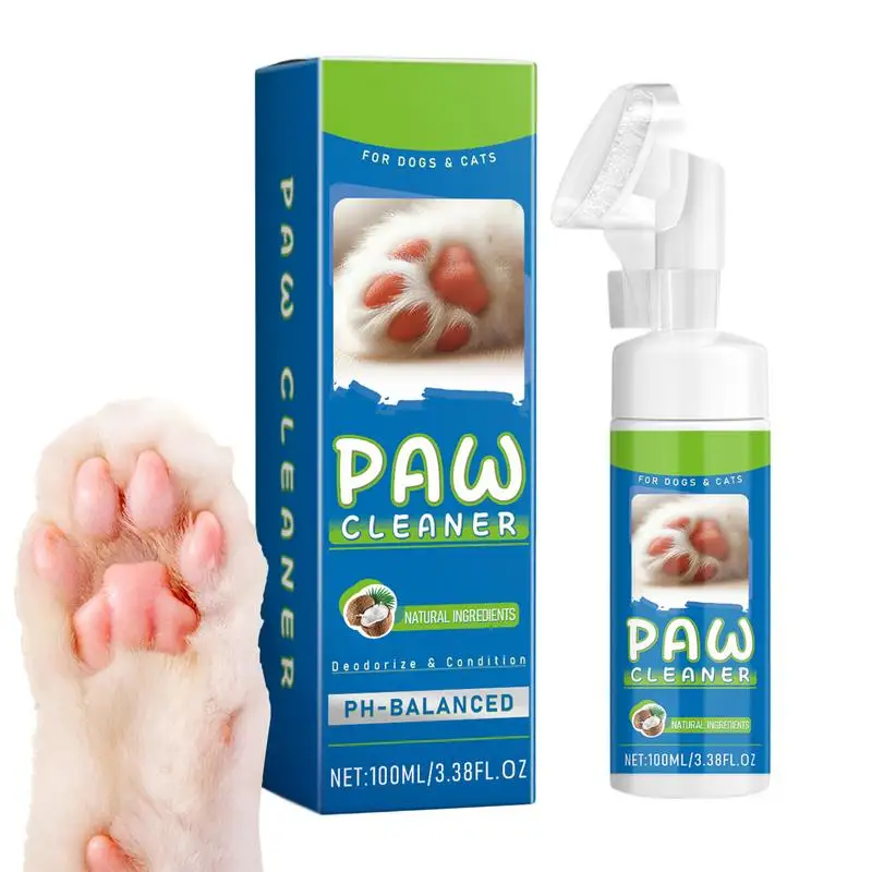 Dog Paw Washer No Rinse 100ml Pet Foot Cleaning Foam Spray Foaming Cleanser Gentle Foaming Paw Cleanser Cat Paw Cleaner For Cats