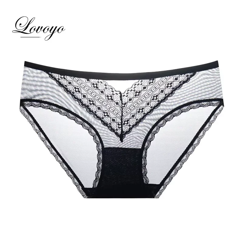 Women\'s Panties Underwear Temptation Transparent Lingerie Hollow Out Girl Briefs Net Yarn Lace Briefs Трусы Женские Thong Sexy