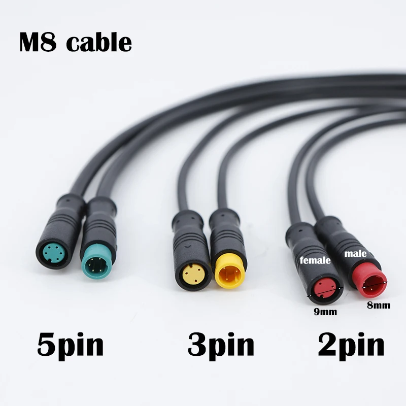 

M8 2-контактный 3-контактный 5-контактный разъем «папа-мама» для электровелосипеда, штекер для стыкового соединения электрического велосипеда, водонепроницаемый для разъема дисплея