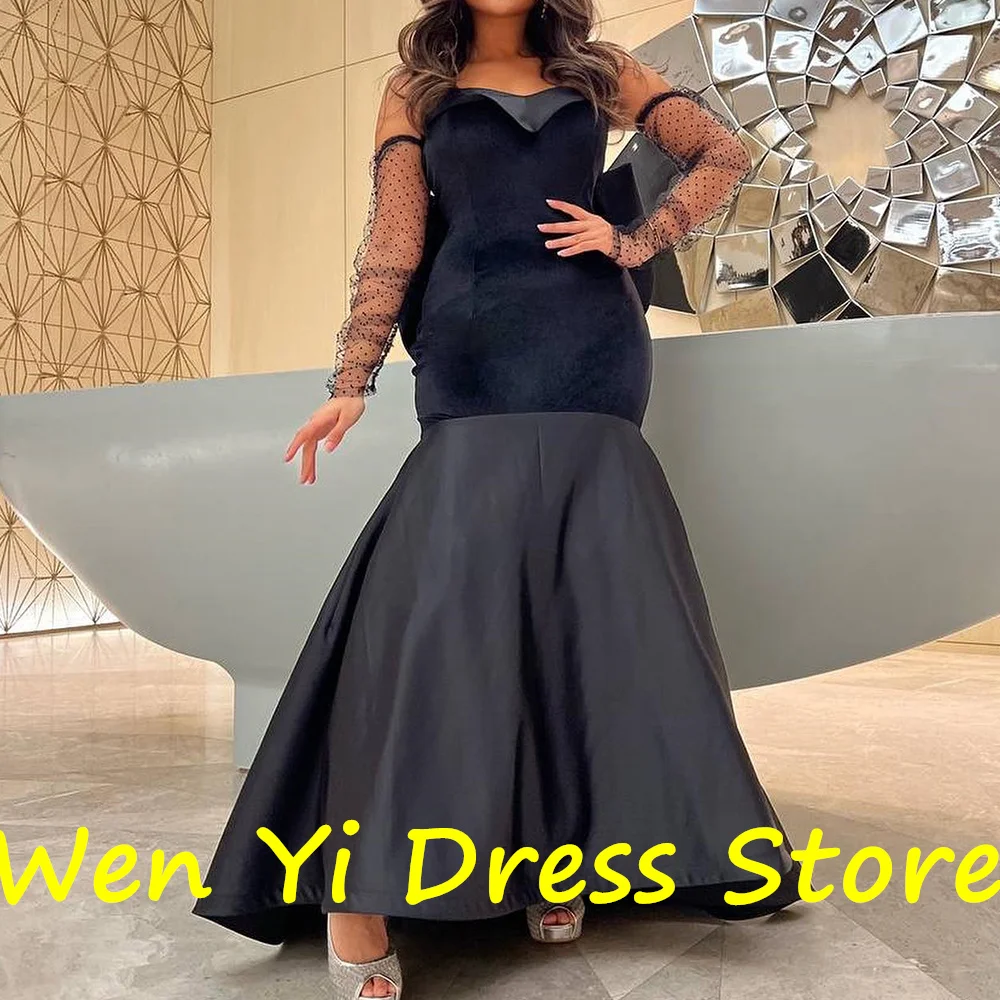 Classic Celebrity Dress Floor Length Strapless Detachable Sleeve Satin 3/4 Sleeves Sweep Train Pleats Bow Crystal Party Gowns