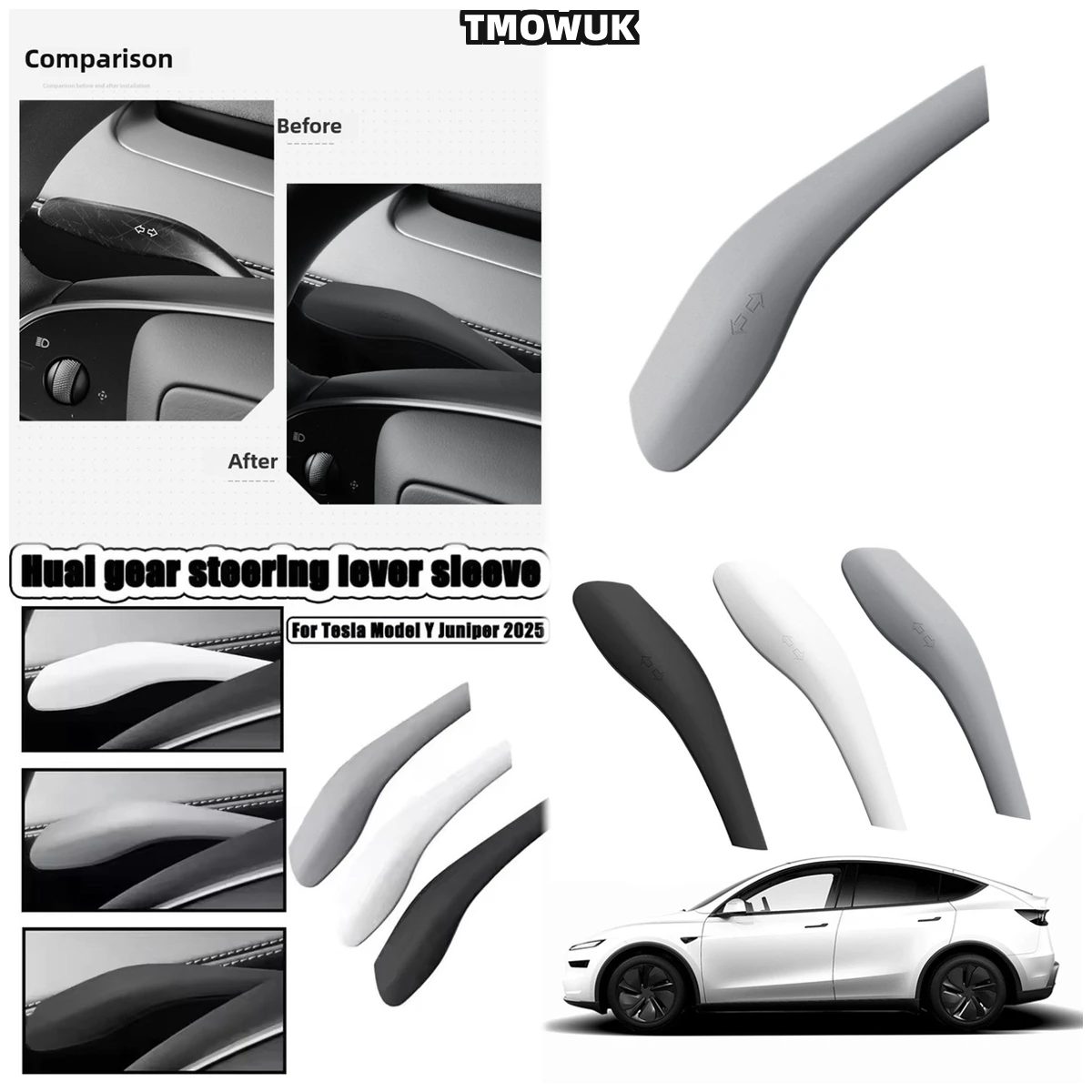 

Decorative Steering Wheel Gear Shift Cover For Tesla Model Y Juniper 2025 - Lever Accessories