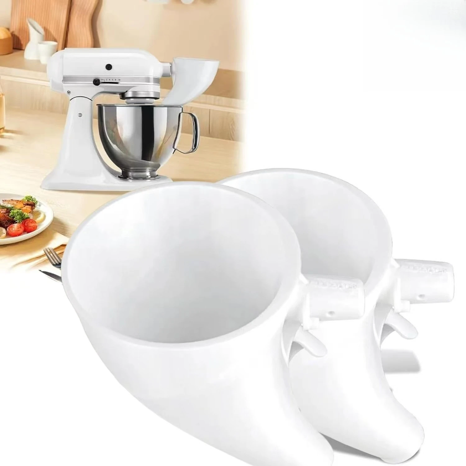 

2 PC Mixer Flour Funnel Suitable for Kitchen Aid KSM150 5-Quart Tilt Head Vertical Mixer