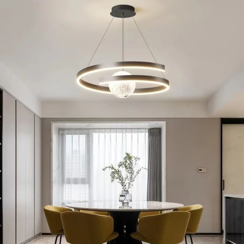 

Postmodern Minimalist Ring Glass Ball Pendant Lamps Metallic Luster Dining Room LED Lighting Art Decoration Bedroom Dining Room