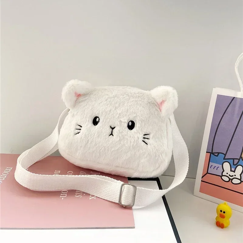 

Cute Cartoon Cat Crossbody Bag for Baby Girls - Plush Winter Animal Shape Shoulder Bag, Small Coin Purse Наклонная сумка