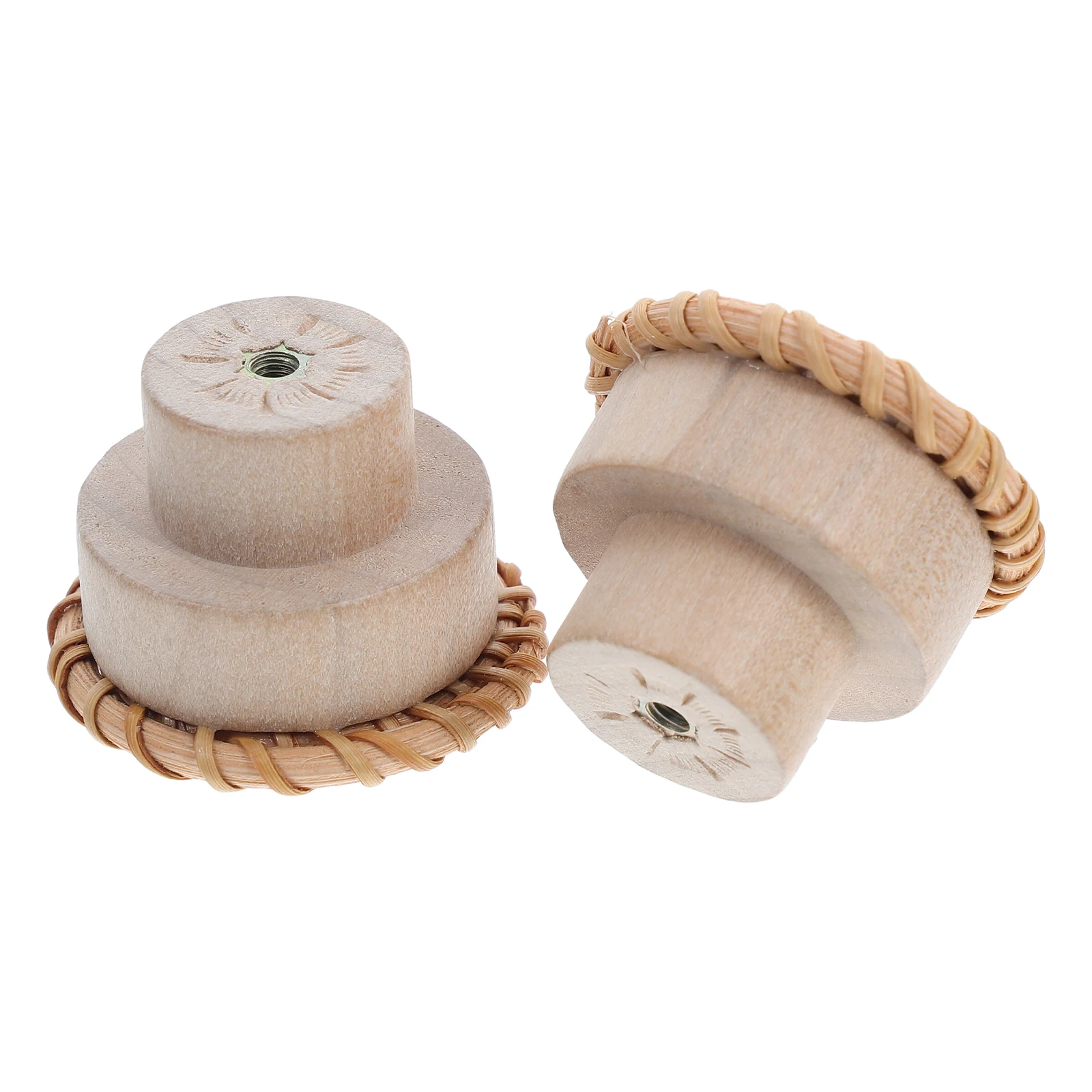 

Rattan Mushroom Knobs Pull Solid Wood H Dresser Drawer Cabinet Kitchen Wardrobe FurnitureVintageModernStyleRoomUpgrade