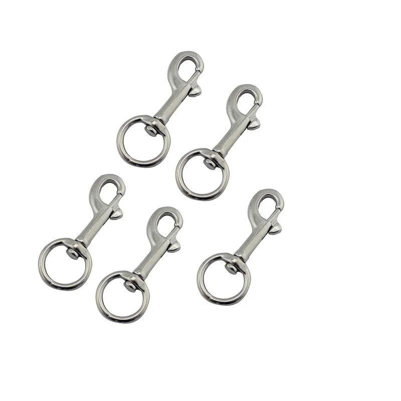 

5PCS Marine Grade 316 Stainless Steel Round Ring Snap Hook 63mm 71mm 81mm 90mm For Dog Leash Sucba Diving