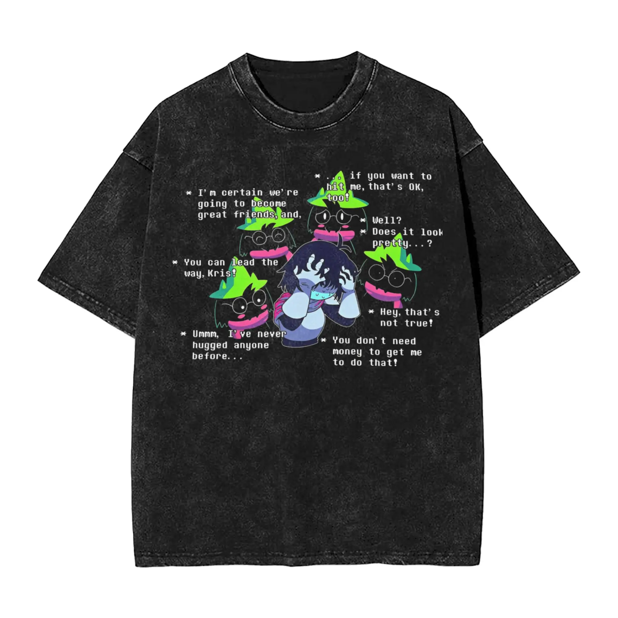 Deltarune Kris Games Washed T Shirts Streetwear Retro T-Shirt  Tee Shirt for Men Women 100% Cotton Oversize Printed