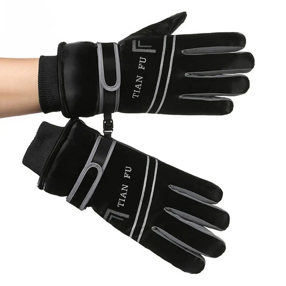 Sarung Tangan Musim Dingin Hangat Modis Sarung Tangan Bersepeda Anti Selip Berlapis Bulu Domba Sarung Tangan Ski Snowboard Tahan Angin Termal Tebal Luar Ruangan