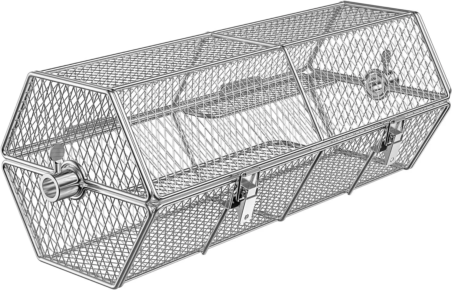 

Stainless Steel Round Tumble Rotisserie Grill Basket for Partitioned Food Grilling - Fits for 5/16 Inch Square, 3/8 Inc
