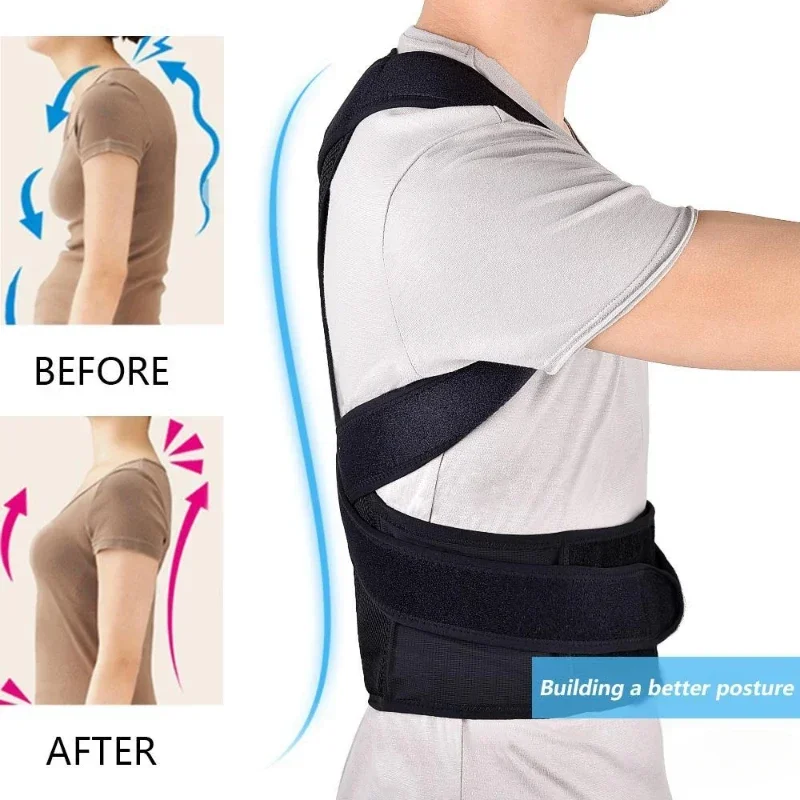 Corrector de postura ajustable para hombre y mujer, cinturón de soporte Lumbar, Corrector recto, transpirable, S-XXL