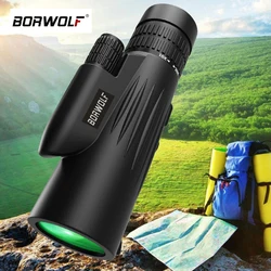 Borwolf 10-30X42 Monocular Bak4 Prisma Telescópio com Telefone Clip Tripé Binóculos Impermeáveis para a Caça Bird Waching