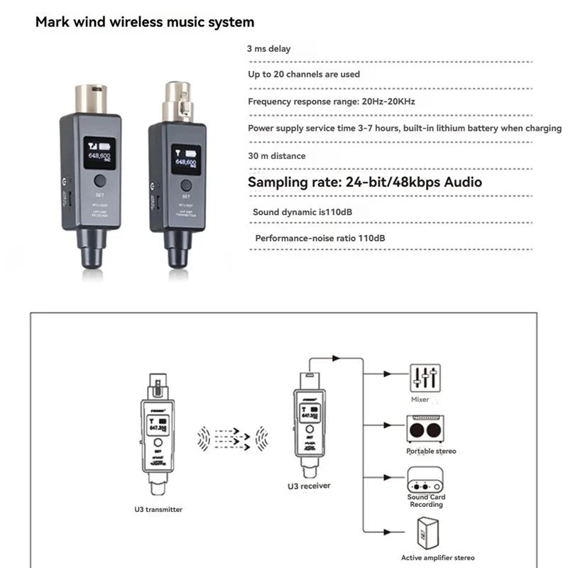 

B86B-Microphone Wireless System Micphone Wireless Transmitter UHF Transmitter Receiver Mi Line For Dynamic Condenser