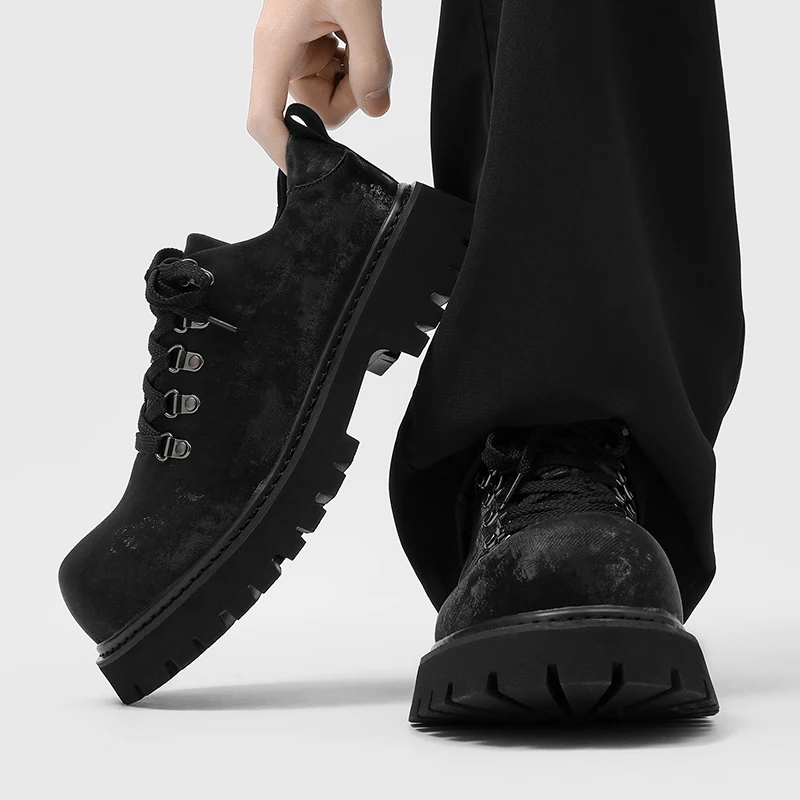 

Men's fashion shoes Designer's casual trendy style Work or Busines 38-46 Black plus size Hot selling retro shoes Thick soled