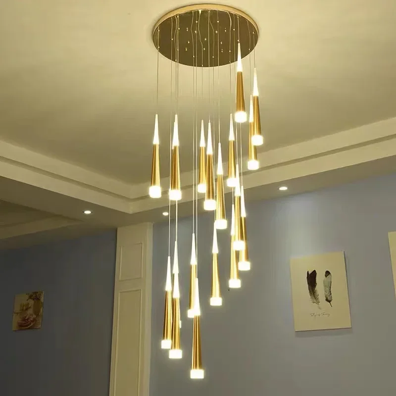 Modern LED Crystal Chandelier For Staircase Black Meteor Shower Cryital Hanging Lamps Creative Design Indoor Lighting Fixtures