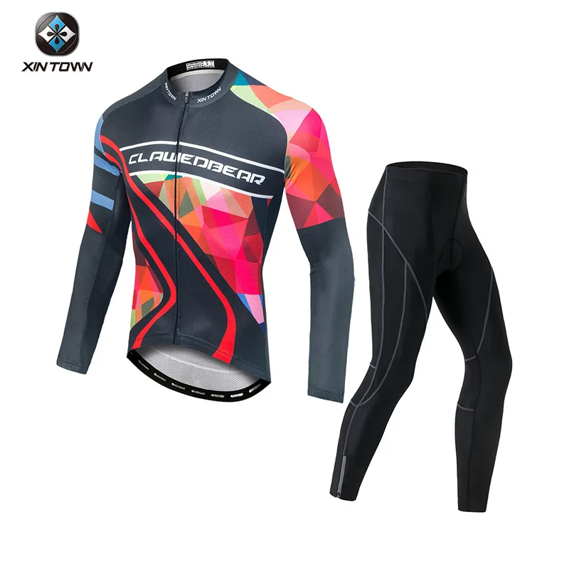 

Sweatsuit Set Men Long Cycling Bib Men's Uniform Sleve Clothes Jersey Man Summer Clothing Wear T-shirt Sleeve Sets Pants Padding