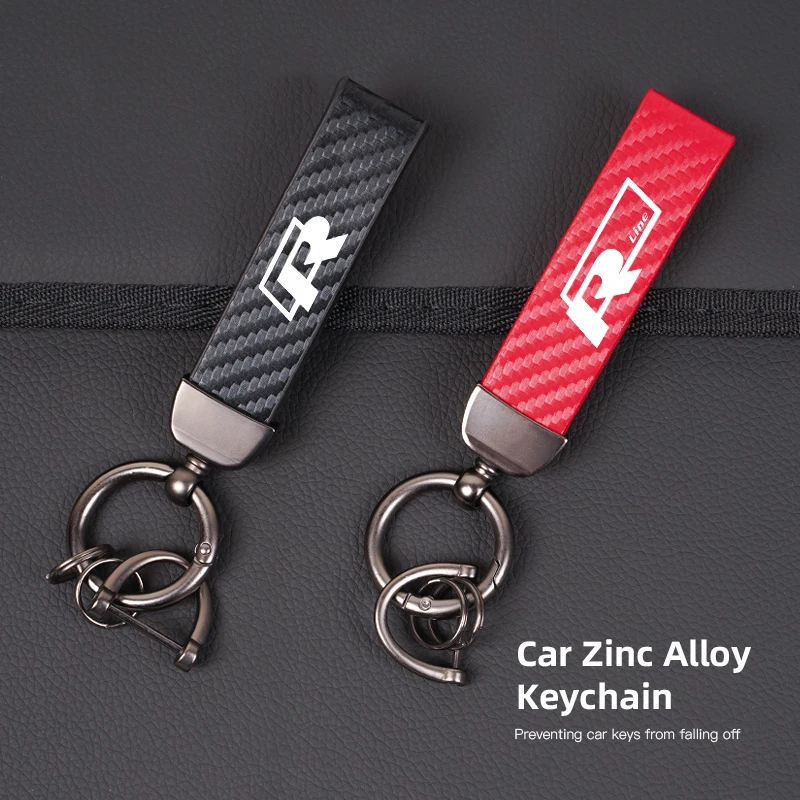 Leather Car Logo Key Chain Keyring Auto Interiors Accessories For Volkswagen VW RLine R Golf Amarok T5 GTI Teramont ID3 Tiguan