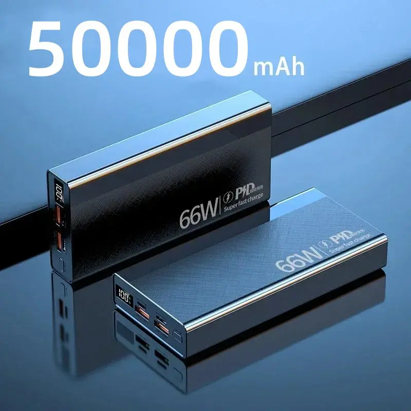 50000mAh Power Bank 66W Fast Charging Digital Display Rechargeable Battery Portable Suitable For IPhone Huawei Xiaomi Samsung