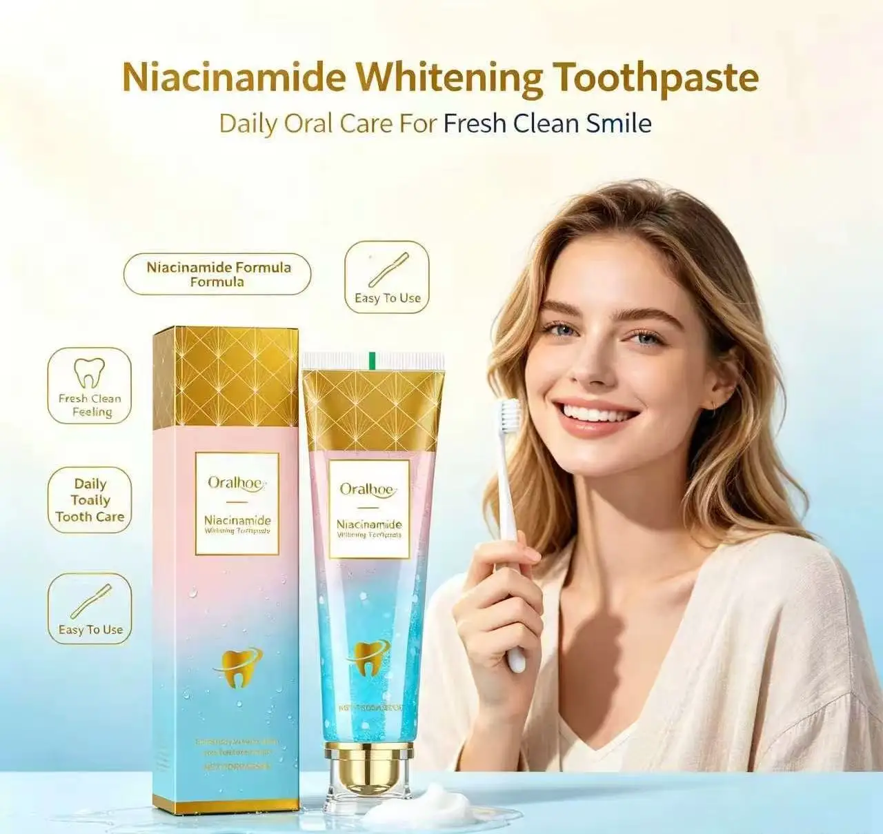Niacinamide Whitening Toothpaste for Daily Oral Care Refreshing Breath Daily Oral Care