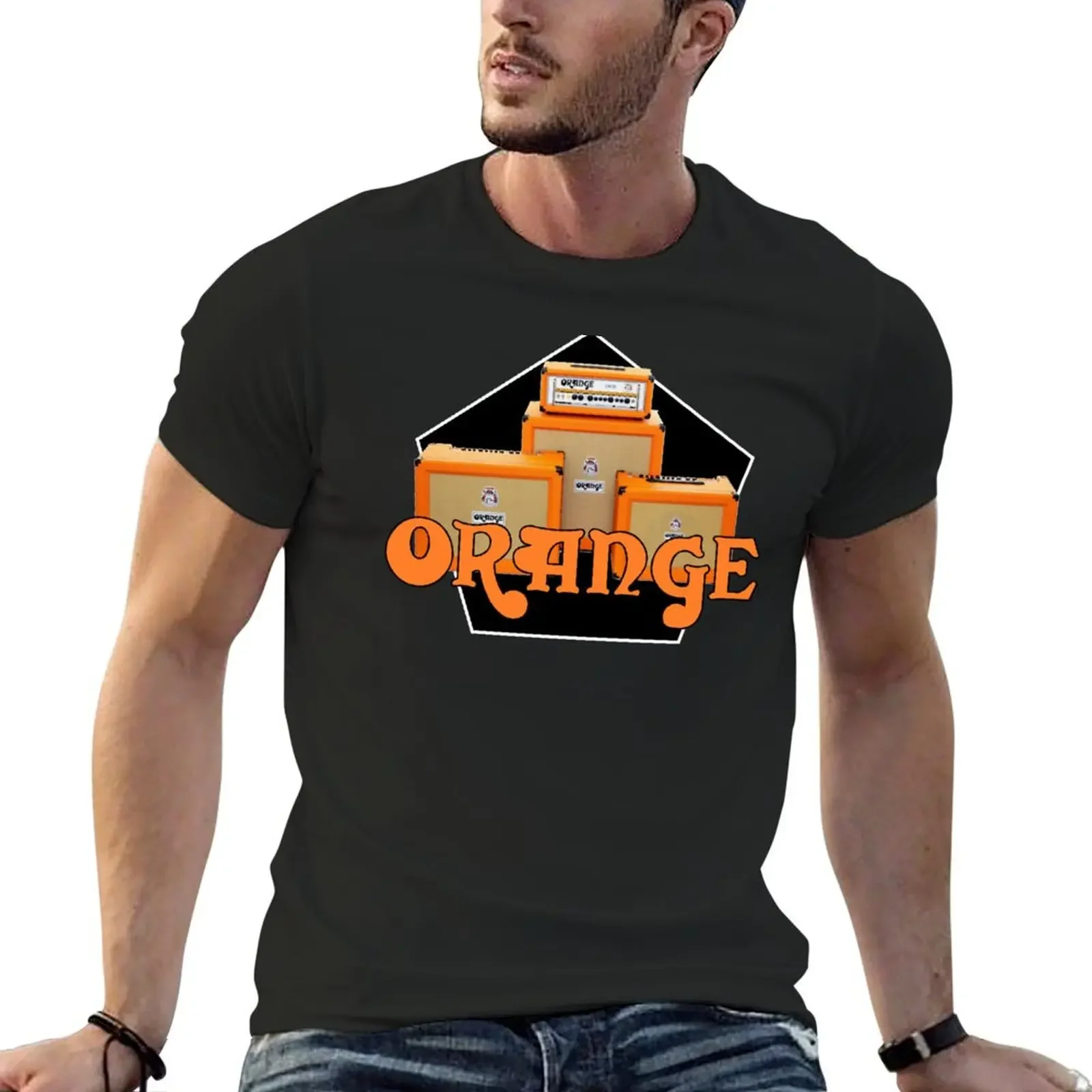 orange amplification T-Shirt summer clothes anime tshirt mens cotton t shirts