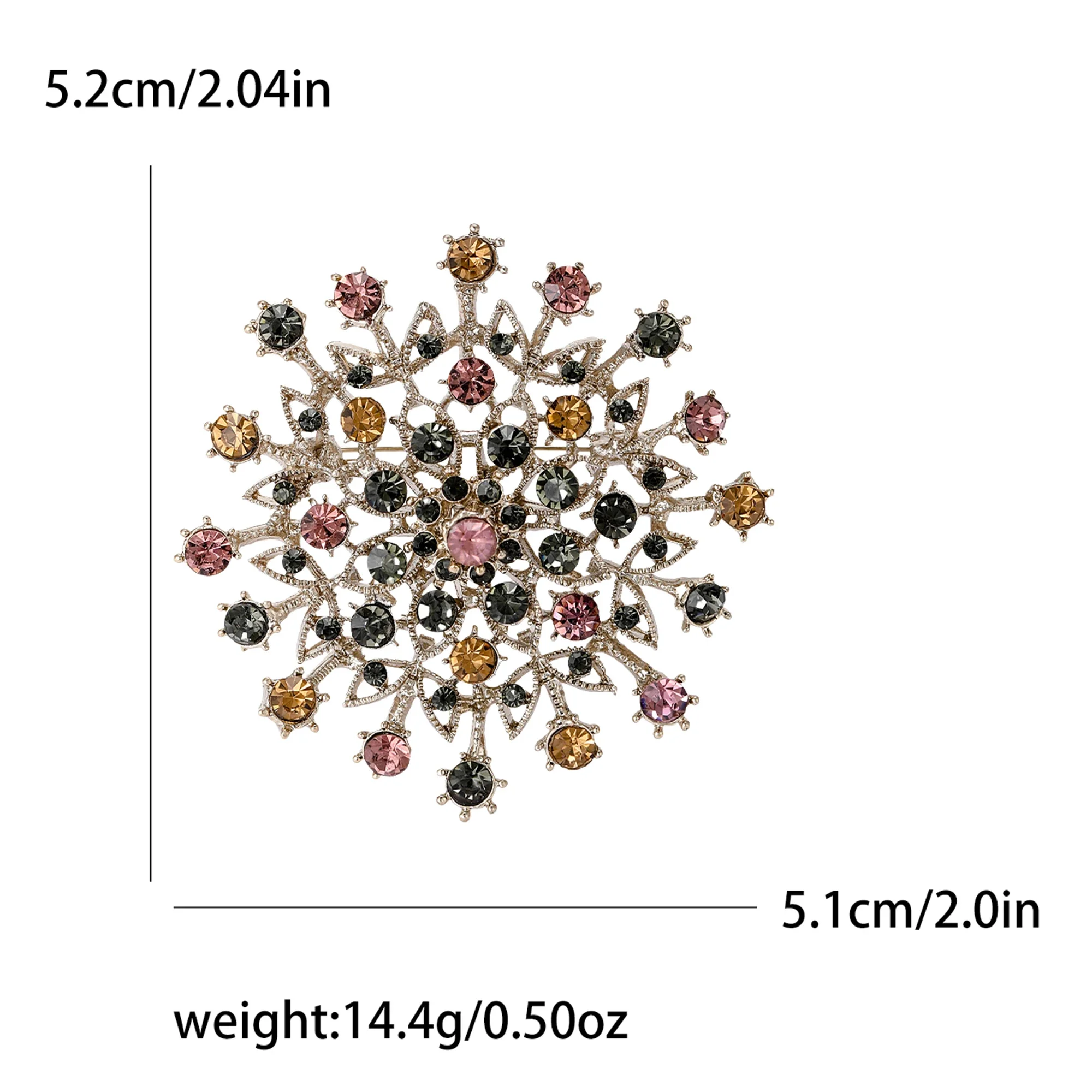 Rhinestone Snowflake Brooches for Women Unisex Plant Flower Pins Event Party Backpack Decoration Clothes Accessories