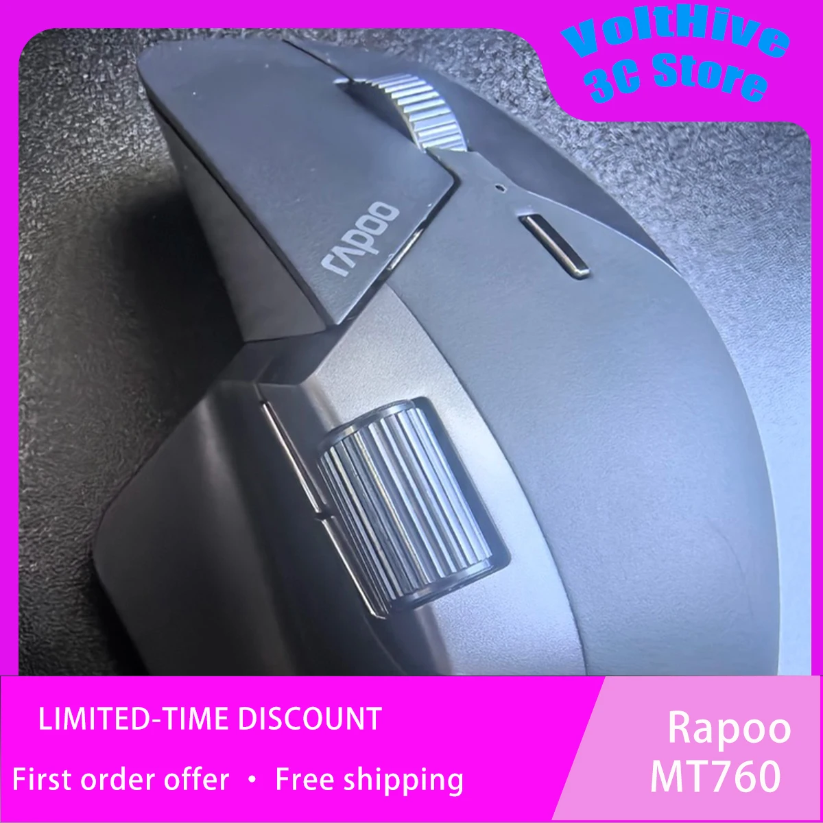 Rapoo MT760 Wireless Office Mouse 4000DPI 10G Acceleration 30IPS 500mAh Battery Mice for Efficient Daily Desktop Work Accessory