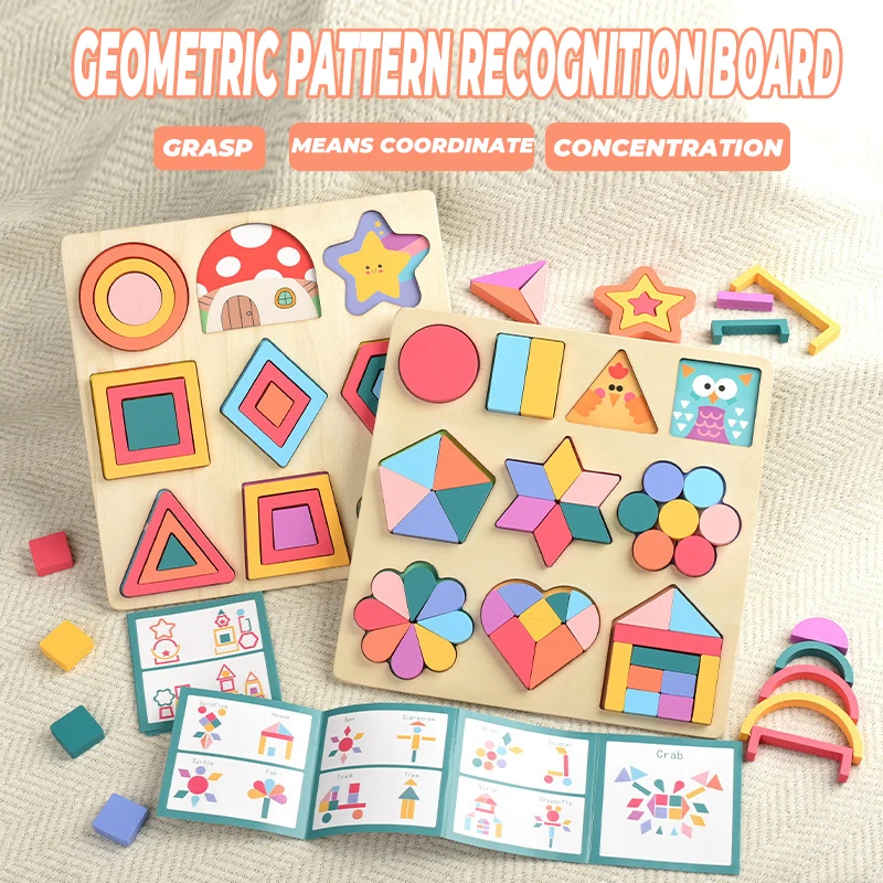 

Baby Geometric Flower Shape Montessori Toy Creative Wooden 3D Jigsaw Puzzle Color Matching DIY Kids Early Educational Toys Gifts