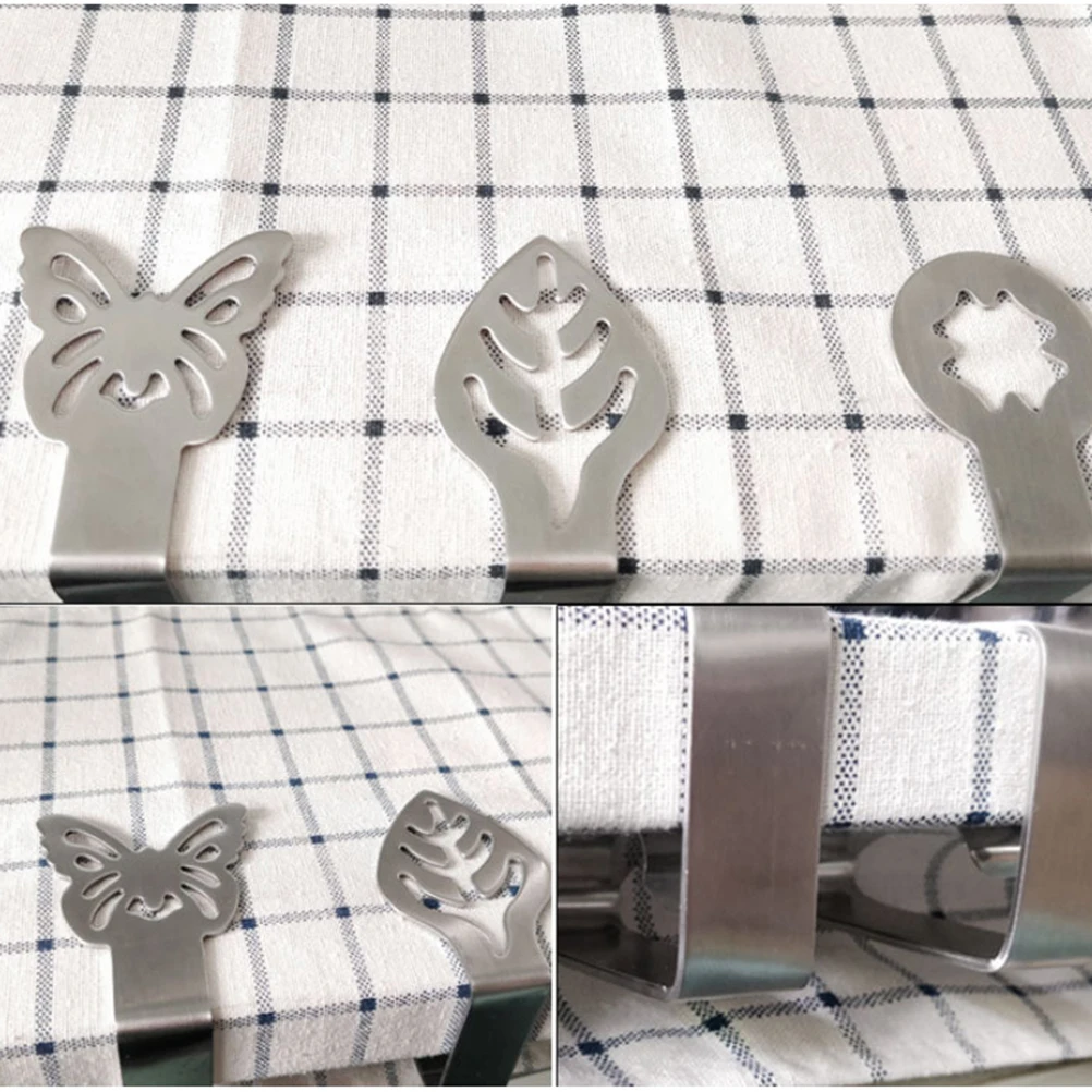 

4pcs Stainless Steel Thicken Table Cloth Clip Kitchen Tablecloth Holder Clamp for Home (Butterfly Style Silver)