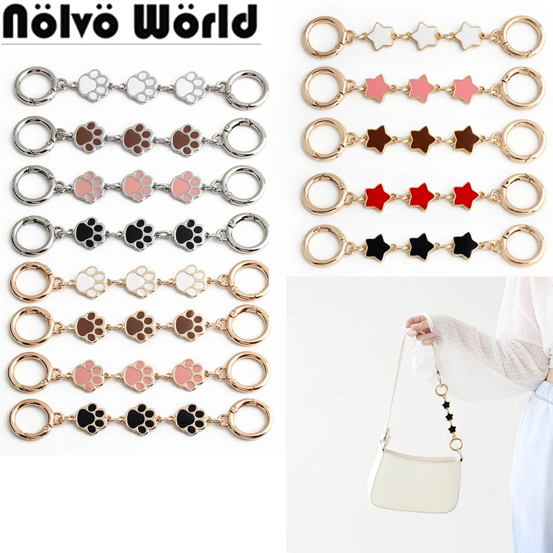 

13.5/14.5CM Cat Paw/Stars Shape Metal Extender Chain Purse Strap For DIY Bags Handbags Phone Detachable Extent Chain Accessories