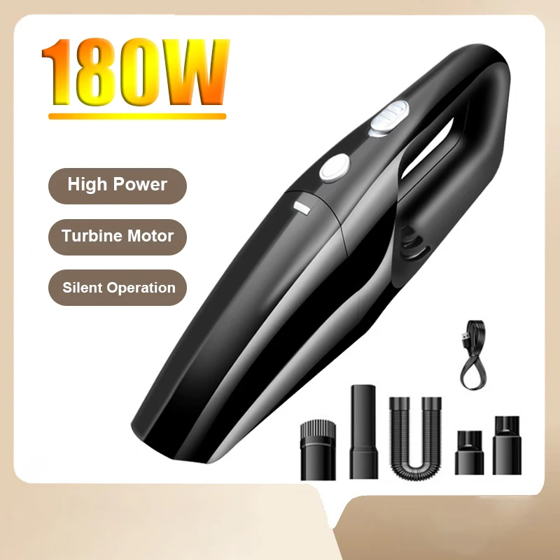 High Power Car Wireless Vacuum Cleaner 180W Strong Suction Portable Cordless Handheld car Wash machine for Auto Home cleaning