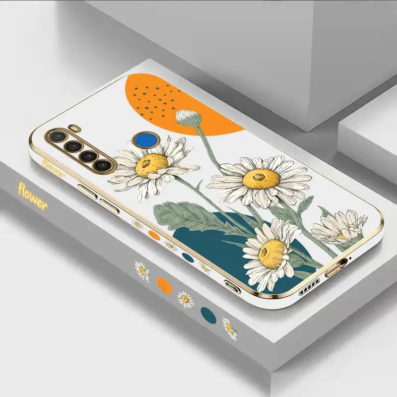 Sunflower Luxury Plating Phone Case For Xiaomi Redmi Note 8 8Pro 8T 7 7Pro 7S 9Pro 9 9S 9T 10T 11S 11T 11 10S 10 10Pro Cover