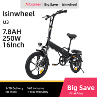 isinwheel U3 adult electric bike 250W motor 36V 7.8Ah battery city commuter electric bike 16 inch tire foldable electric bike