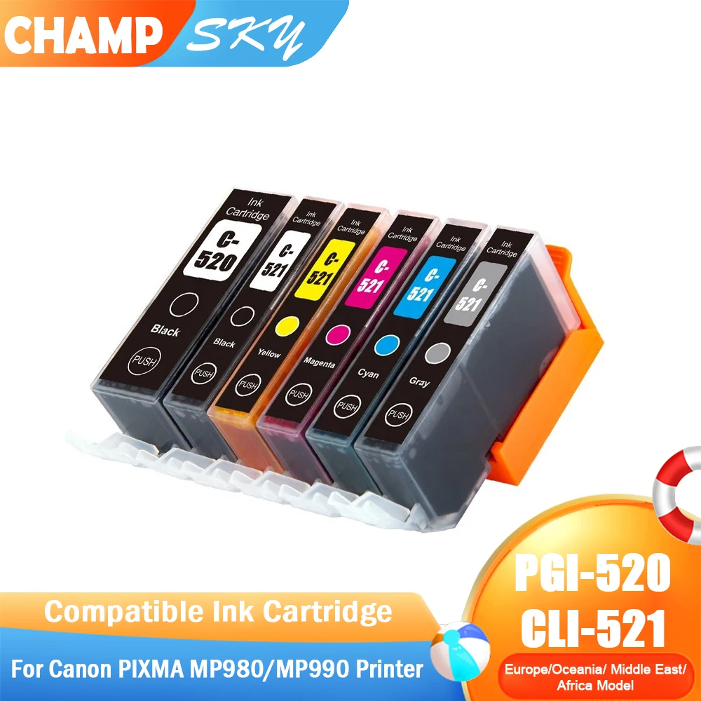 PGI 520 PGI-520 PGI520 CLI 521 CLI-521 CLI521 Compatible InkJet Ink Cartridge for Canon PIXMA MP980 MP990 Printer
