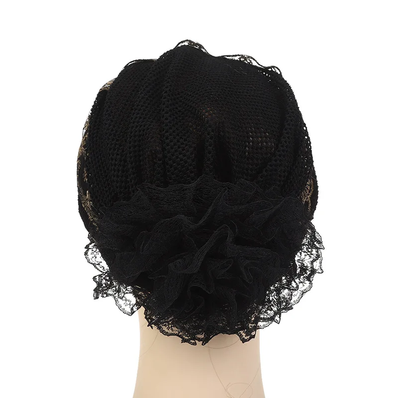 Embroidery Lace Turban Cap for Women Summer Breathable Wrap Head Bonnet Muslim Headscarf Hat Turbante Mujer Hairloss Headdress