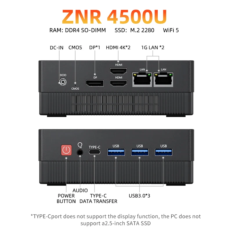 TexHoo Mini PC AMD R7 5800H 7730U tot 16GB DDR4 512GB NVMe Dual HDMI DP Wifi6 WDesktop Gaming Computer Dubbele netwerkpoorten