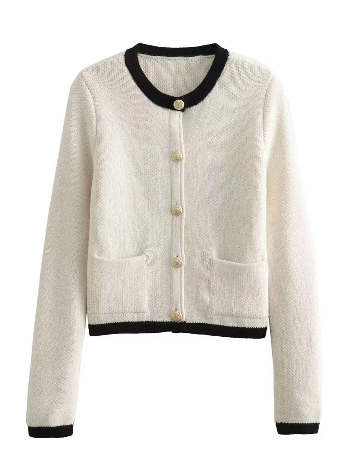 

Женский кардиган с длинным рукавом, простой приличный, с круглым вырезом, однобортный, на пуговицах спереди, осенне-зимний повседневный модный топ