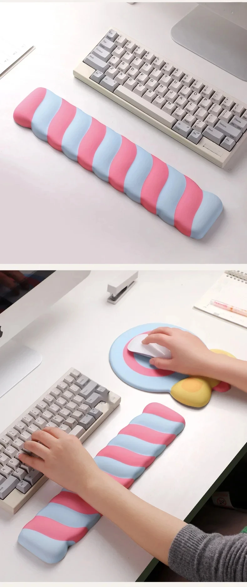Lollipop Silikon-Handgelenkauflage Mauspad Ergonomische Schreibtischunterlage für Büro und Gaming 3 Farboptionen mit Tastaturunterstützung – Detail 7
