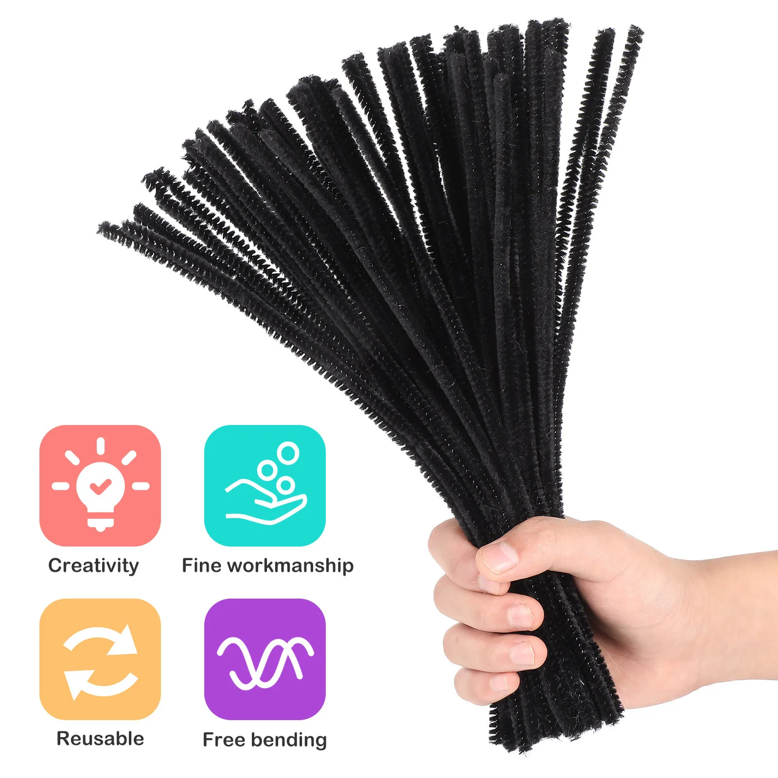 200 قطعة من أعواد الأسلاك الملتوية القابلة للانحناء DIY مادة حرفية لينة باللون الأسود والأبيض لعبة أعواد قابلة للطي