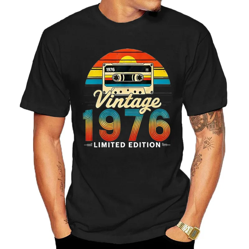 Vintage Geboren 1976 Retro 50. Geburtstag T-Shirt Damen Herren Lustige Y2k Kleidung Street Fashion Grafik T-Shirts 50 Jahre Alt Geschenke